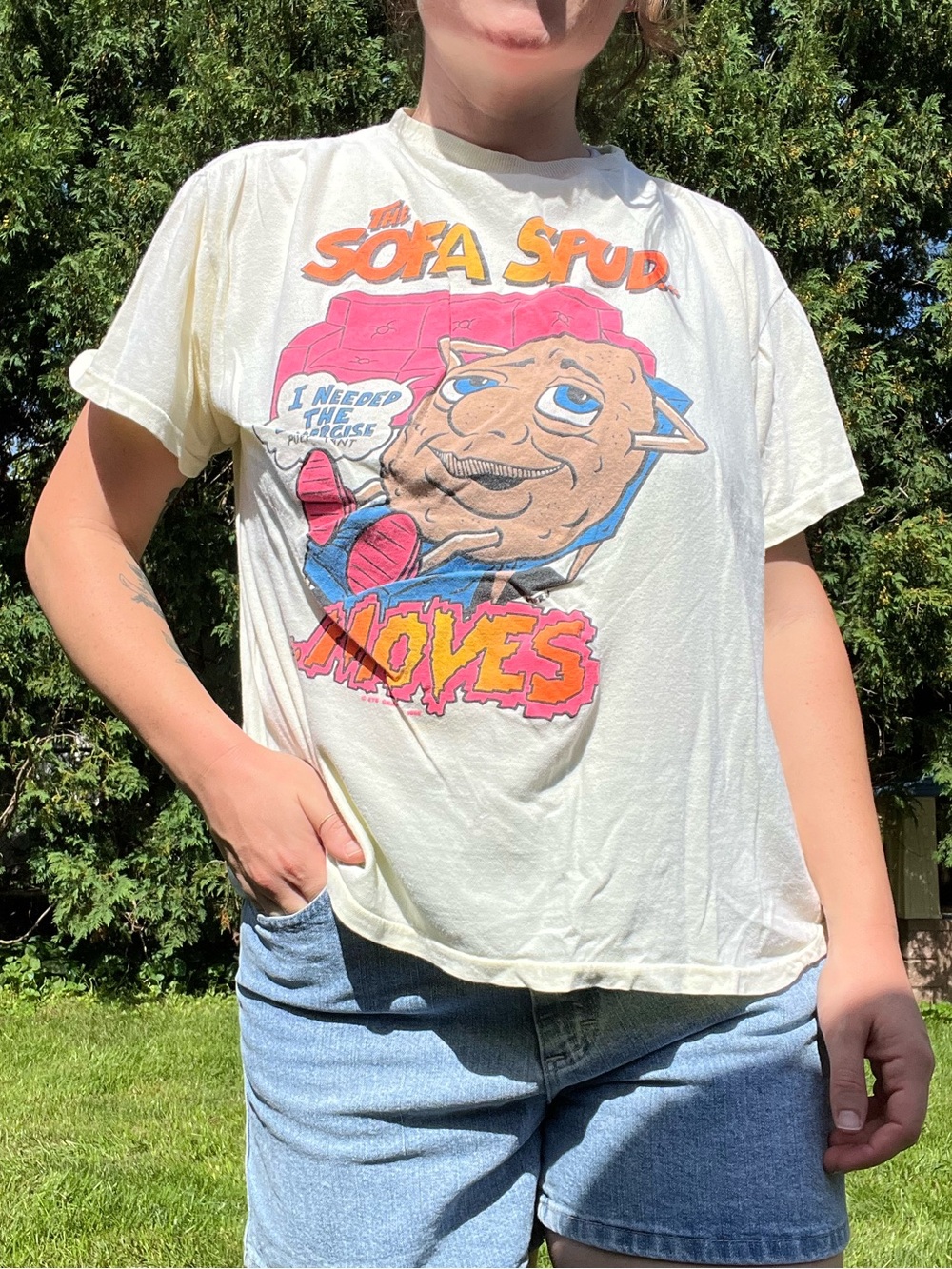 Sofa Spud Moves 80s graphic tee L, STS graphics, cotton vintage Crewneck tshirt